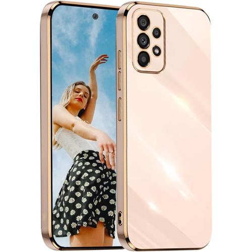 Antichoc Coque Pour Samsung Galaxy A72 4g/5g,Housse De Brillant Placage Tpu,Etui De Souple Silicone,Ultra Mince Mode Minimaliste Protection Cover Case,Rose