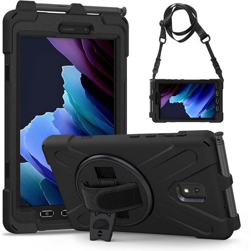Antichoc Coque Pour Samsung Galaxy Tab Active 5 / Active 3, 8 Pouces, Antichoc tui Avec Support Rotatif, Dragonne Et Bandoulire, Portestylet, Housse Pour Samsung Tab Active 5/Active 3, Noir