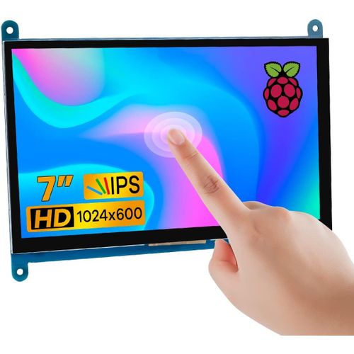anwxai-7 Pouces Ips Lcd Touch Screen Display Panel 1024600 cran Capatisant Hdmi Monitor Pour Raspberry Pi,Jetson Nano,Bb Schwarz,Windows 10 8 7