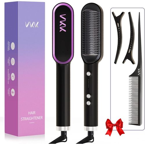 Anwxai-Brosse Lissante Chauffante-Peigne Ionique De Chauffage lectrique Ultrarapide En 30s,Technologie Cramique Ptc,Anti-Brlures(Marron Noir)