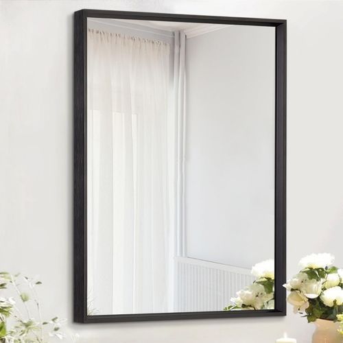 Anwxai-Miroir Mural Noir Avec Cadre En Alliage D'aluminium-Miroir Moderne  Suspendre En Mtal Pour Salle De Bain,Chambre  Coucher,Salon,Entre,Dcoration D'intrieur