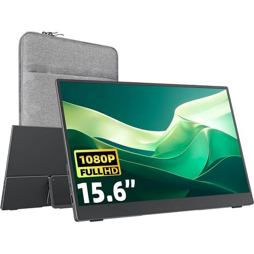 anwxai-Moniteur Portable 15,6 Pouces Moniteur De Voyage 1080P Avec Haut-Parleur Moniteur Externe Hdmi Usb-C Pour Ordinateur Portable Macbook Surface Pc Xbox Ps4/5,Avec Kickstand Vesa