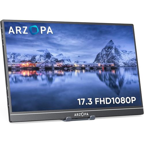 anwxai-Moniteur Portable,17.3 Pouces Moniteur Portable,1920X1080 Full Hd,100% Srgb Ips Ecran Mobile Externe Avec Hdmi/Type-C/Usb-C,Pour Ordinateur Portable/Pc/Mac/Ps5/Xbox