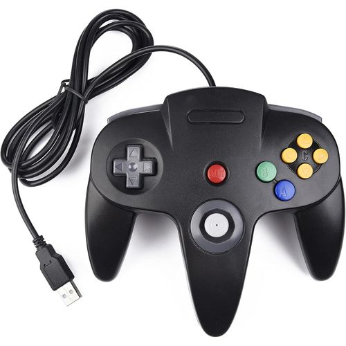 Anwxai-Rtro Contrleur Pour N64 Console,N64 Classique Usb Contrleur Gamepad Joystick,Contrleur De Jeu Pour 64 N64 Systme Raspberry Pi/Windows/Mac/Linux,Noir