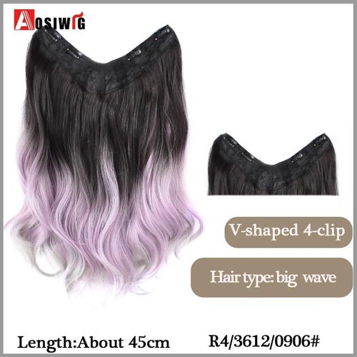 Aosi  Postiche Synthtique Longue Et Lisse Ombre  Clip,Faux Postiche Pour Femmes,Demi-Perruque En Forme De V,Noir Et Rouge