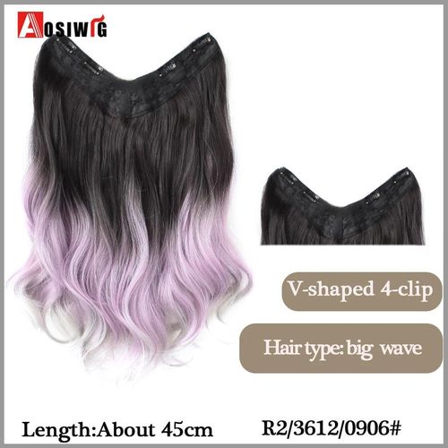 Aosi  Postiche Synthtique Longue Et Lisse Ombre  Clip,Faux Postiche Pour Femmes,Demi-Perruque En Forme De V,Noir Et Rouge