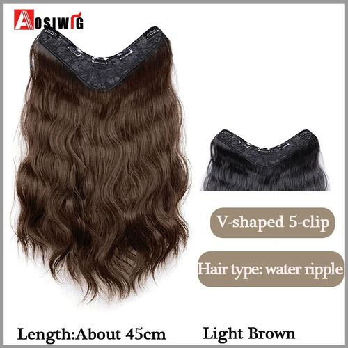 Aosi  Postiche Synthtique Longue Et Lisse Ombre  Clip,Faux Postiche Pour Femmes,Demi-Perruque En Forme De V,Noir Et Rouge