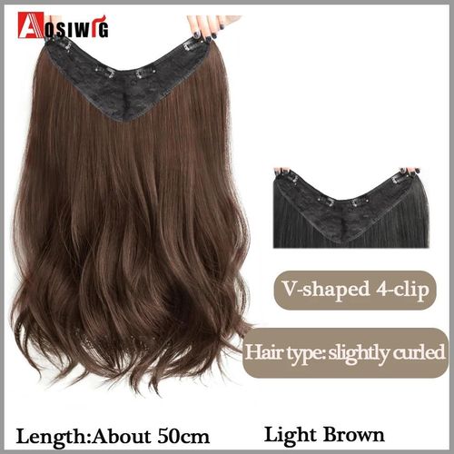 Aosi  Postiche Synthtique Longue Et Lisse Ombre  Clip,Faux Postiche Pour Femmes,Demi-Perruque En Forme De V,Noir Et Rouge