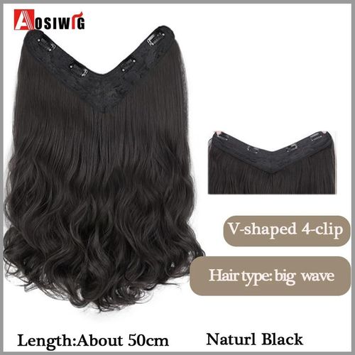 Aosi  Postiche Synthtique Longue Et Lisse Ombre  Clip,Faux Postiche Pour Femmes,Demi-Perruque En Forme De V,Noir Et Rouge