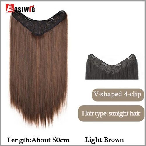Aosi  Postiche Synthtique Longue Et Lisse Ombre  Clip,Faux Postiche Pour Femmes,Demi-Perruque En Forme De V,Noir Et Rouge