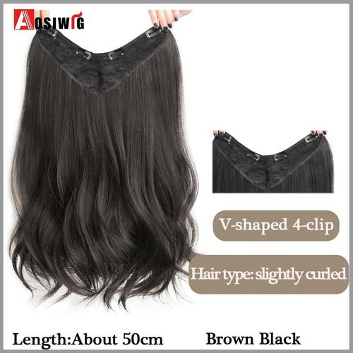 Aosi  Postiche Synthtique Longue Et Lisse Ombre  Clip,Faux Postiche Pour Femmes,Demi-Perruque En Forme De V,Noir Et Rouge
