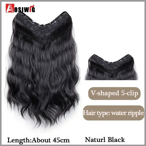 Aosi  Postiche Synthtique Longue Et Lisse Ombre  Clip,Faux Postiche Pour Femmes,Demi-Perruque En Forme De V,Noir Et Rouge