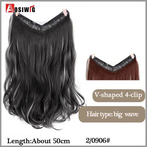 Aosi  Postiche Synthtique Longue Et Lisse Ombre  Clip,Faux Postiche Pour Femmes,Demi-Perruque En Forme De V,Noir Et Rouge