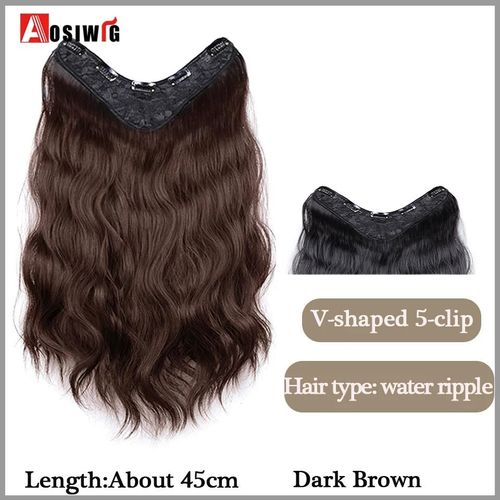 Aosi  Postiche Synthtique Longue Et Lisse Ombre  Clip,Faux Postiche Pour Femmes,Demi-Perruque En Forme De V,Noir Et Rouge