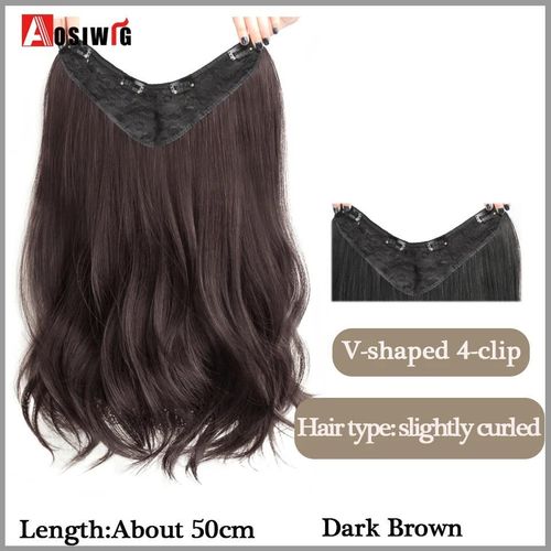Aosi  Postiche Synthtique Longue Et Lisse Ombre  Clip,Faux Postiche Pour Femmes,Demi-Perruque En Forme De V,Noir Et Rouge