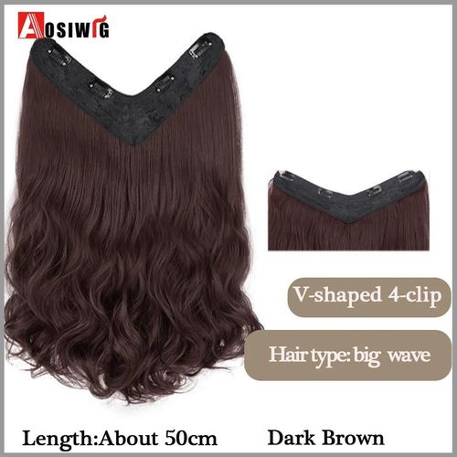 Aosi  Postiche Synthtique Longue Et Lisse Ombre  Clip,Faux Postiche Pour Femmes,Demi-Perruque En Forme De V,Noir Et Rouge