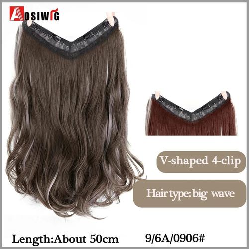 Aosi  Postiche Synthtique Longue Et Lisse Ombre  Clip,Faux Postiche Pour Femmes,Demi-Perruque En Forme De V,Noir Et Rouge
