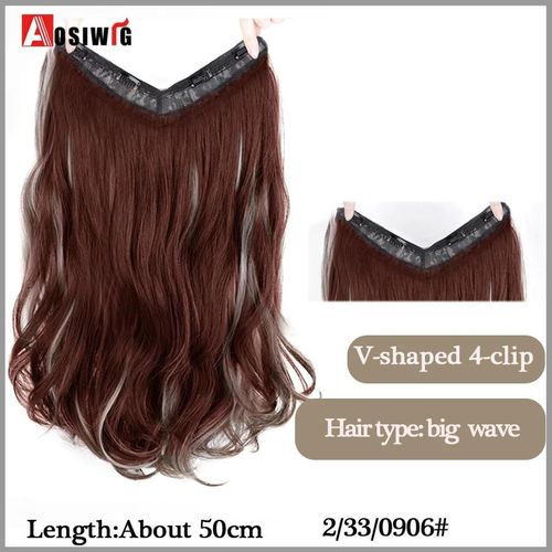 Aosi  Postiche Synthtique Longue Et Lisse Ombre  Clip,Faux Postiche Pour Femmes,Demi-Perruque En Forme De V,Noir Et Rouge