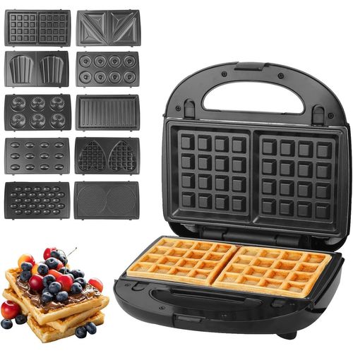 Appareil  Croque Monsieur, Presse  Panini lectrique Machine  Sandwich 750W, Plaques Antiadhsives Et Dtachable, Gauffre Grille-Pain Indicateur Led Thermostat Automatique (10 E[MIN5280906]