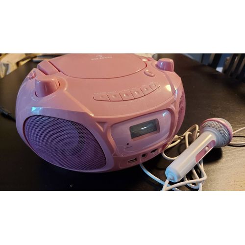 Appareil Karaok Lecteur CD Radio FM Portable Enfant Avec Microphone clairage LED, USB, Bluetooth