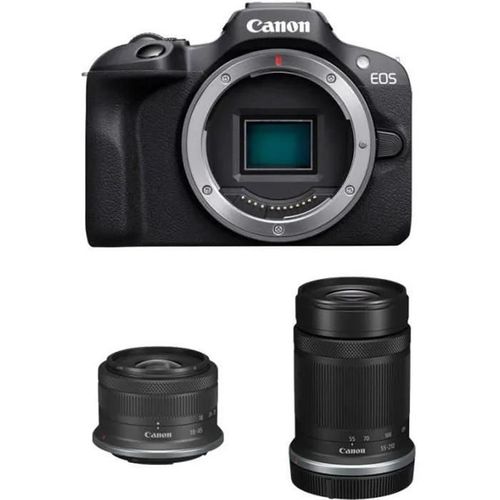 Appareil Photo Hybride Canon Eos R100 - Rf-S 18-45mm F/4.5-6.3 Is Stm - Rf-S 55-210mm F/5-7.1 Is Stm