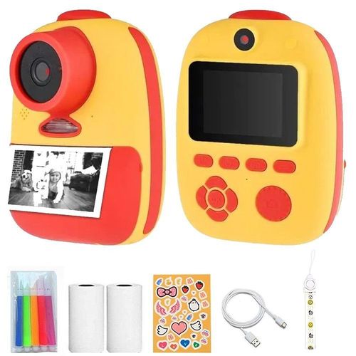 Appareil photo instantan, 2600W, 1000mAh, avec flash,jaune rouge