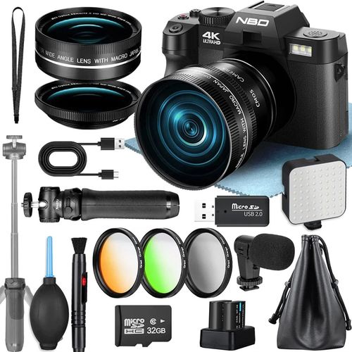 Appareil photo numrique 48 MPIX NBD 4K pour la photographie avec Microphone, filtre 3 couleurs, camra vido avec objectif grand Angle et Macro