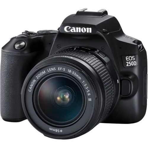Appareil Photo Reflex Canon 250d + Objectif 18-55 Is Stm - Noir - 24.1 Mgapixels - 4k - Bluetooth 4.1