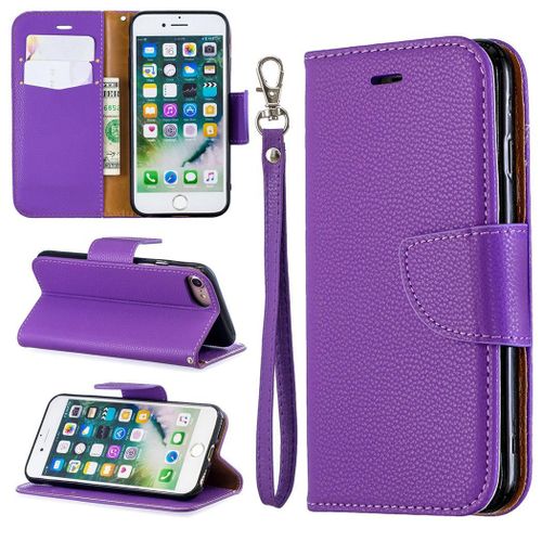 Apple Iphone 7 / Iphone 8 Coque, Saturcase Litchi Pu Cuir Magntique Flip Portefeuille Support Porte-Carte Protecteur Coque Housse tui Avec Dragonne Pour Apple Iphone 7 / Iphone 8 (Violet)