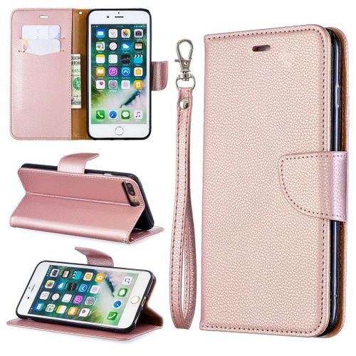 Apple Iphone 7 Plus / 8 Plus Coque, Saturcase Litchi Pu Cuir Magntique Flip Portefeuille Support Porte-Carte Protecteur Coque Housse tui Avec Dragonne Pour Apple Iphone 7 Plus / 8 Plus (Or)