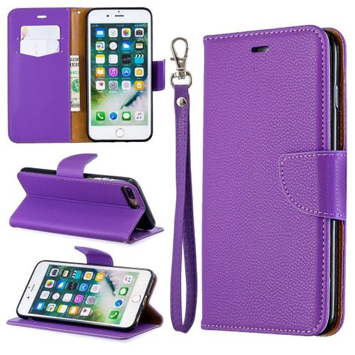 Apple Iphone 7 Plus / 8 Plus Coque, Saturcase Litchi Pu Cuir Magntique Flip Portefeuille Support Porte-Carte Protecteur Coque Housse tui Avec Dragonne Pour Apple Iphone 7 Plus / 8 Plus (Violet)