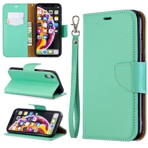 Apple Iphone Xr Coque, Saturcase Litchi Pu Cuir Magntique Flip Portefeuille Support Porte-Carte Protecteur Coque Housse tui Avec Dragonne Pour Apple Iphone Xr (Vert)