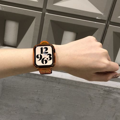 Apple Watch 9e Gnration 41 Mm Apple Watch 7654 Jelly Set Tea Brown Simple Se Bracelet Transparent Homme Et Femme-Orange Transparent (Semi-Transparent) - Gnration S8/9 (41 Mm)