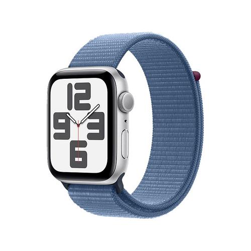 Apple Watch Se (Gps) - 2e Gnration - 44 Mm - Aluminium Argent - Montre Intelligente Avec Bracelet Sport - Textile - Bleu Hiver - Taille Du Poignet : 145-220 Mm - 32 Go - Wi-Fi, Bluetooth -...