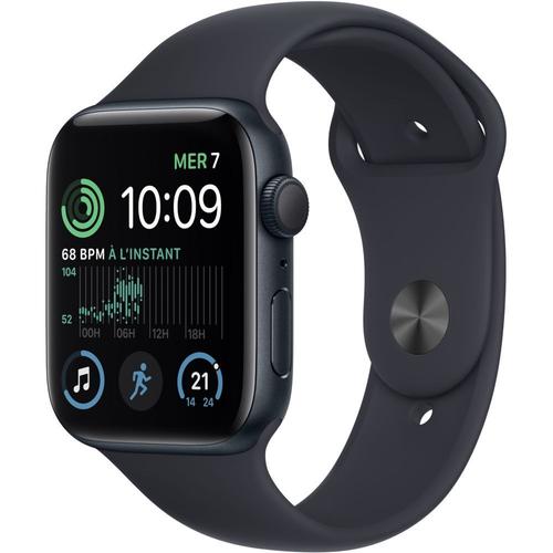 Apple Watch Se (Gps) 2e Gnration - Montre Connecte 44 Mm Botier Aluminium Avec Bracelet Sport Noir Minuit