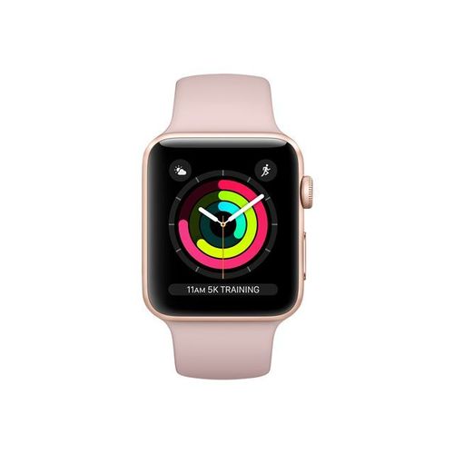 Apple Watch Series 3 (Gps) - Botier 38 Mm Aluminium Or Avec Bracelet Sport Sable Rose Taille 130-200 Mm
