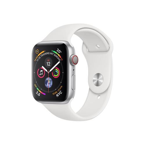 Apple Watch Series 4 (Gps + Cellular) - Botier 44 Mm Aluminium Argent Avec Bracelet Sport Blanc