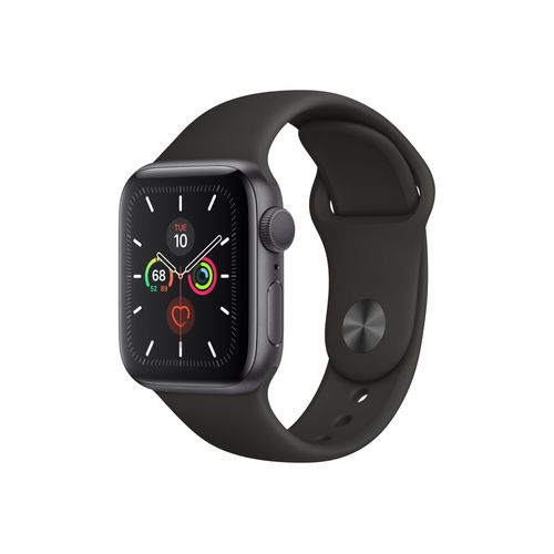 Apple Watch Series 5 (Gps + Cellular) - Botier 40 Mm Aluminium Gris Avec Bracelet Sport Noir De Taille S/M/L