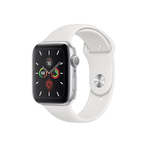 Apple Watch Series 5 (Gps + Cellular) 44mm - Boitier En Aluminium Argent Avec Bracelet Sport Blanc S/M Et M/L