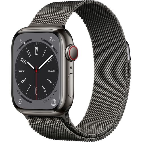 Apple Watch Series 8 (Gps + Cellular) - Botier 41 Mm Acier Inoxydable Graphite Avec Bracelet Acier Graphite