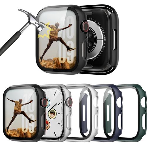 Apple Watch Series 9/8/7 Case With 41mm Screen Protector,Ultra Thin Hard Pc Shockproof Protective Case With Built-In Tempered Glass Film For Iwatch 5 Pack.[G55]