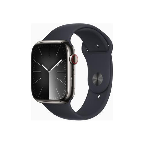 Apple Watch Series 9 Gps + Cellular - Botier Acier Inoxydable 45 Mm Graphite Minuit - Bracelet M/L