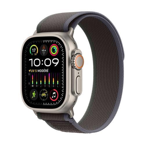 Apple Watch Ultra 2 Gps + Cellular - Botier Titane 49 Mm - Boucle Trail Bleue Et Noire - Bracelet M/L