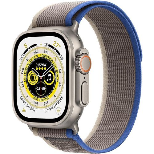 Apple Watch Ultra - Botier 49 Mm Titane Avec Bracelet Nylon Bleu/Gris De Taille M/L