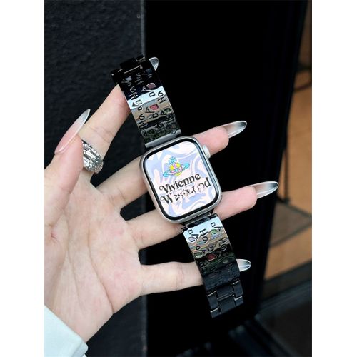 Applicable  Apple Watch Iwatch10 Bracelet Haha Haut De Gamme En Mtal Diamant Color Applewatch98 Chane Confortable-Haha Color Diamond - Noir - Compatible Avec : Huawei Gt4/5 41 Mm 18 Mm