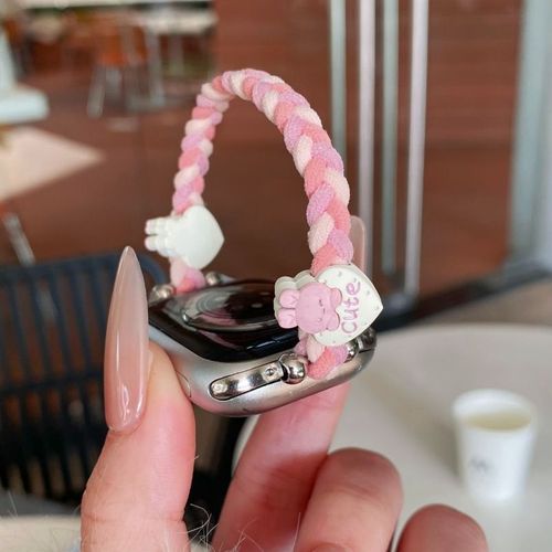 Applicable  L'apple Watch 10,  L'apple Watch 9,  L'iwatch 8, Bracelet De Montre Tress  Boucle Unique, Joli Dessin Anim, 76e Gnration-Boucle Simple - Love Bunny - (1/2/3 Gnration 42mm)/44/4