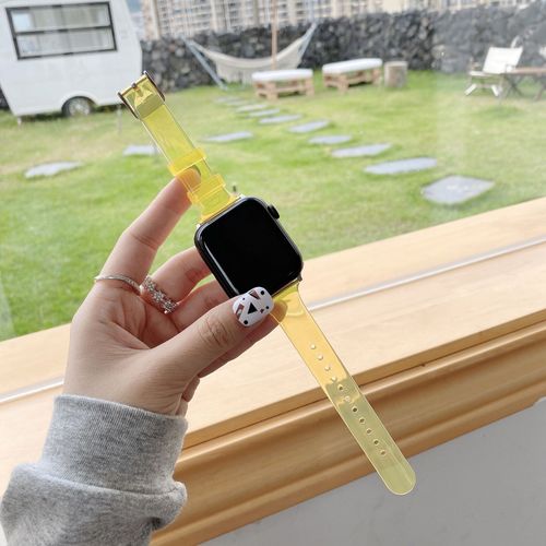 Applicable  L'apple Watch 7 Bracelet De Montre Apple Se Iwatch 6 Transparent Glacier One 5e Gnration Nouveau Modle Limit-Jaune Transparent - 41 Mm