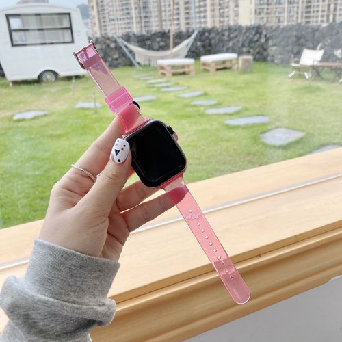 Applicable  L'apple Watch 7 Bracelet De Montre Apple Se Iwatch 6 Transparent Glacier One 5e Gnration Nouveau Modle Limit-Poudre Transparente - 38 Mm