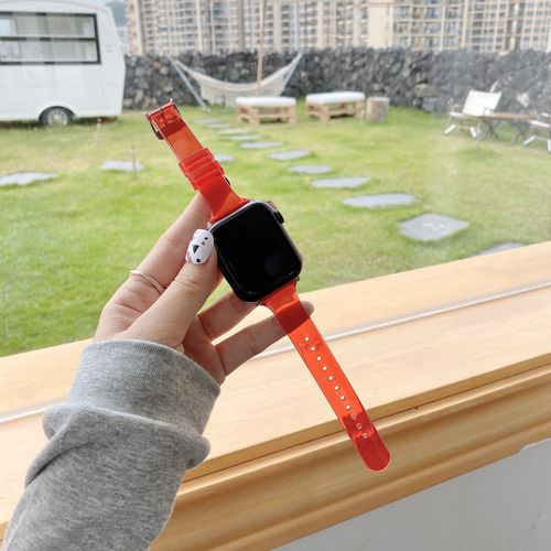 Applicable  L'apple Watch 7 Bracelet De Montre Apple Se Iwatch 6 Transparent Glacier One 5e Gnration Nouveau Modle Limit-Rouge Translucide - 41 Mm
