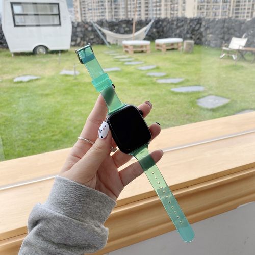 Applicable  L'apple Watch 7 Bracelet De Montre Apple Se Iwatch 6 Transparent Glacier One 5e Gnration Nouveau Modle Limit-Vert Clair Transparent - 41 Mm